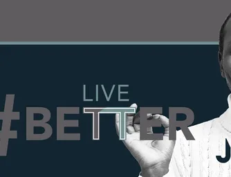 Smiling man with hashtag LIVE BETTER text